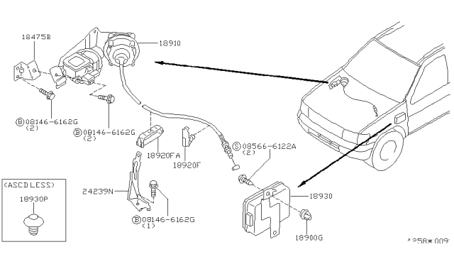 1998 Nissan Pathfinder Controller Assy-ASCD Diagram for 18930-1W200