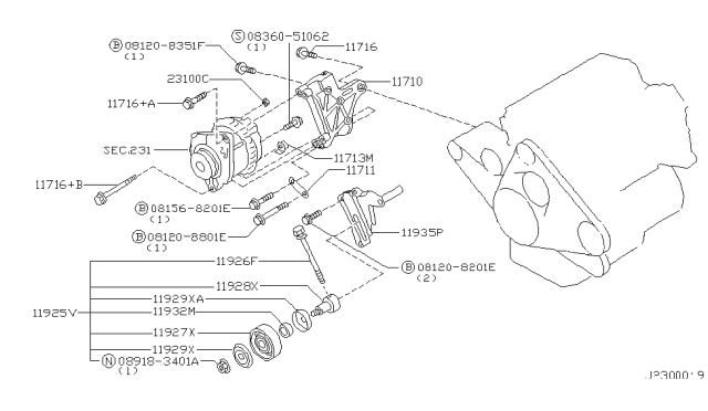 1999 Nissan Pathfinder Alternator Fitting Diagram 1