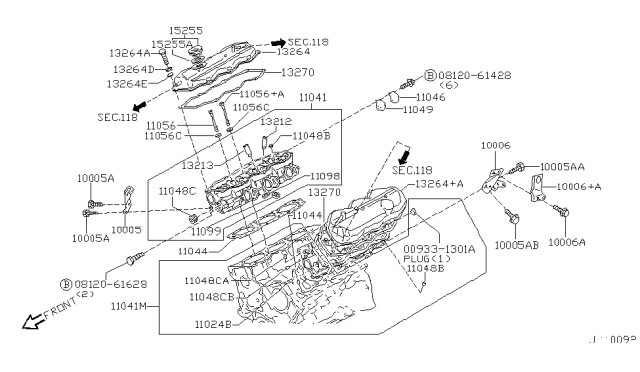 2003 Nissan Pathfinder Bolt-Cylinder Head Diagram for 11056-21V02