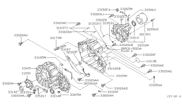 2003 Nissan Pathfinder Case-Transfer,Rear Diagram for 33102-0W410