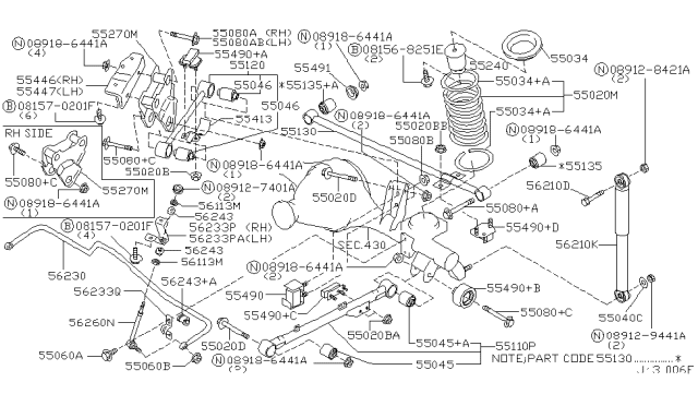 2001 Nissan Pathfinder Rod Complete-Panhard Diagram for 55130-0W000