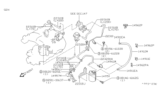 1997 Nissan Pathfinder Engine Control Vacuum Piping Diagram 3