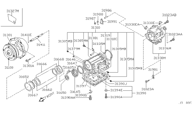 2002 Nissan Pathfinder Torque Converter,Housing & Case - Diagram 6