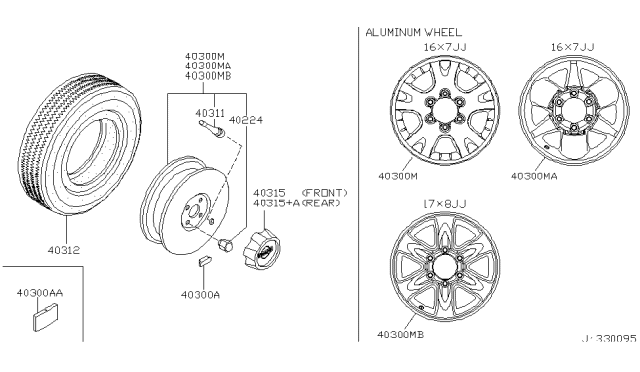 2001 Nissan Pathfinder Disc Wheel Ornament Diagram for 40342-2W600