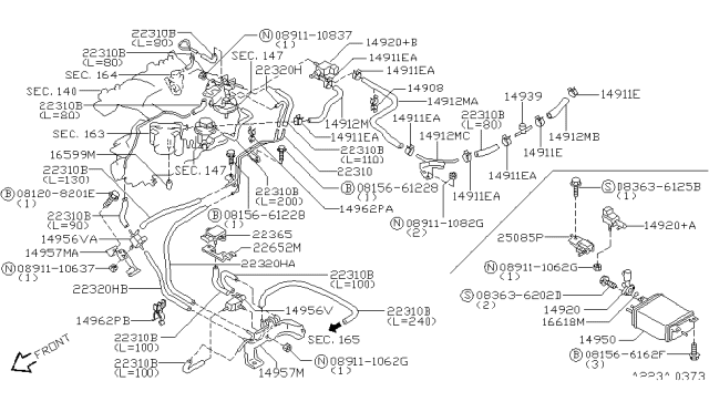 1999 Nissan Pathfinder Engine Control Vacuum Piping Diagram