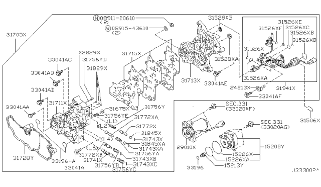2002 Nissan Pathfinder Transfer Shift Lever,Fork & Control - Diagram 2