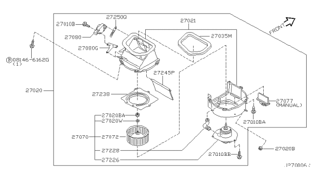 1997 Nissan Pathfinder Heater & Blower Unit Diagram 1