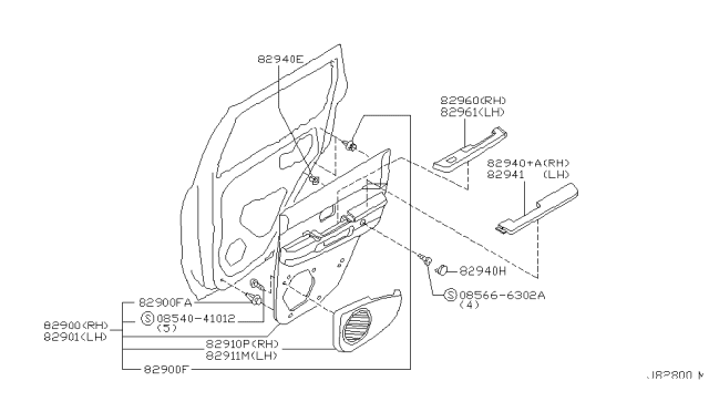 2002 Nissan Pathfinder Finisher Assy-Rear Door,RH Diagram for 82900-6W200