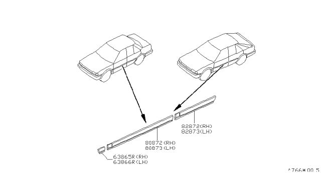 1988 Nissan Stanza MOULDING Protector Front Door RH Diagram for 80872-D4000