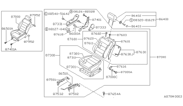 1988 Nissan Stanza Cushion Assembly-Seat,RH Diagram for 87300-D3862