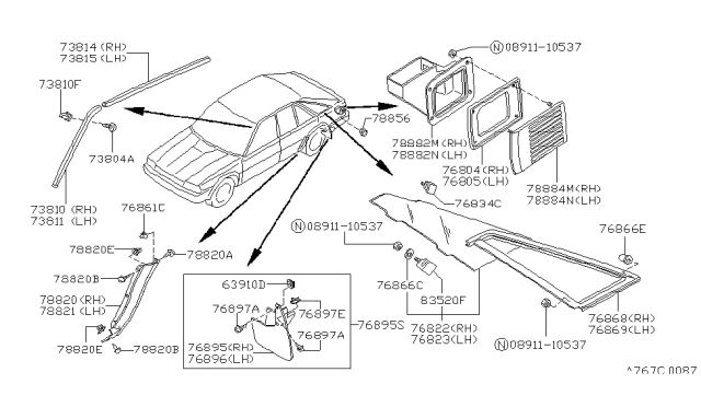1988 Nissan Stanza Body Side Fitting Diagram 1