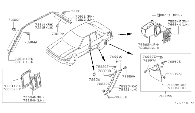 1988 Nissan Stanza Body Side Fitting Diagram 2