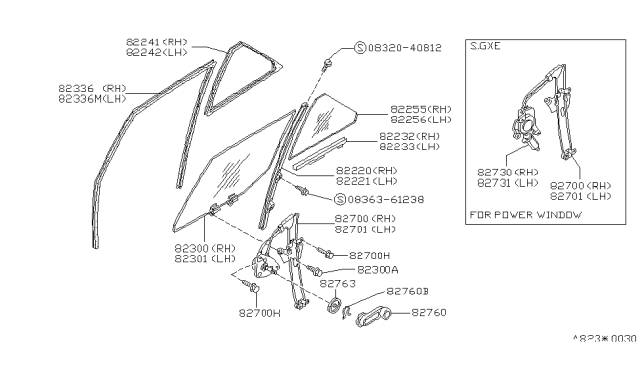 1987 Nissan Stanza Motor&Gear Assembly-Regulator LH Diagram for 82731-D4010
