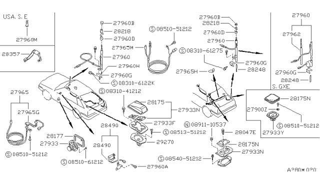 1989 Nissan Stanza Cord-Antenna Diagram for 28241-D4000