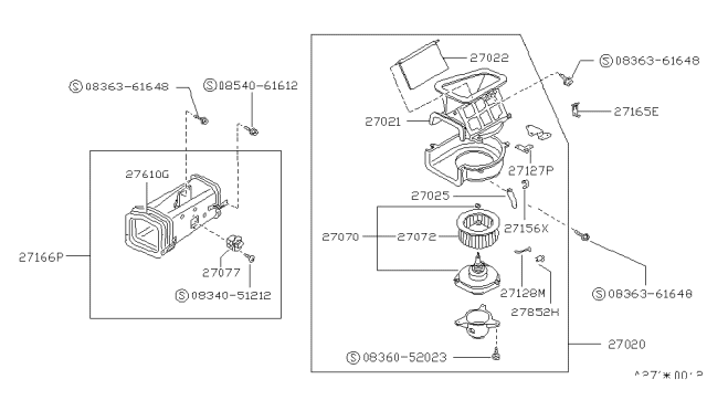 1987 Nissan Stanza Fan & Motor Blower Diagram for 27220-13E12
