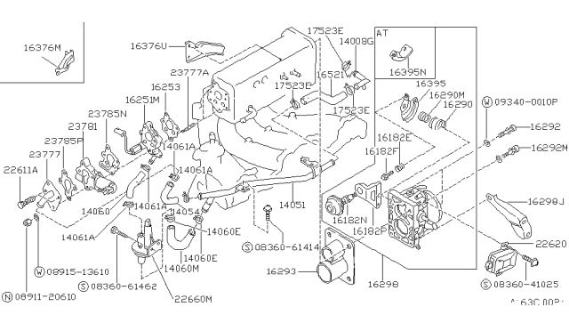 1988 Nissan Stanza Throttle Body Diagram for 16118-D3500