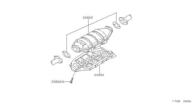 1988 Nissan Stanza Catalytic Converter With Shelter Diagram for 20802-D5527