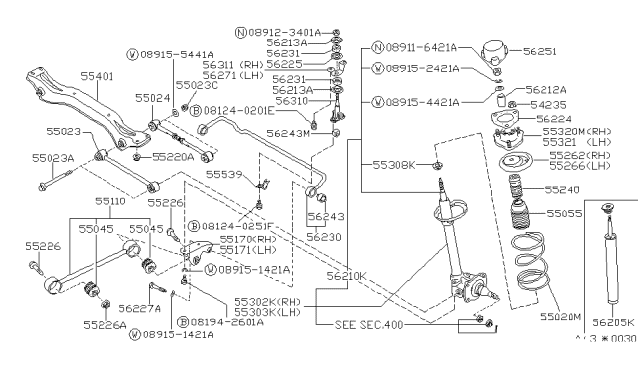 1987 Nissan Stanza ABSORBER Kit Shock Rear Diagram for 56210-D4626