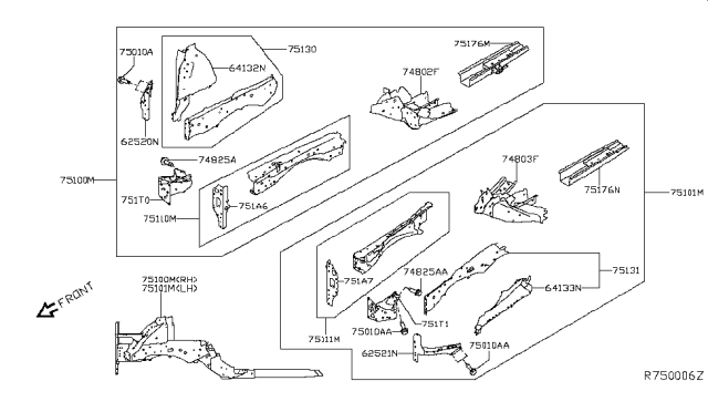 2019 Nissan Murano Connector Assembly-Front Side Member, LH Diagram for G51A7-3JAMA