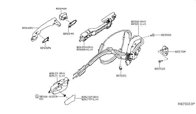 2017 Nissan Murano Rear Door Lock & Handle Diagram