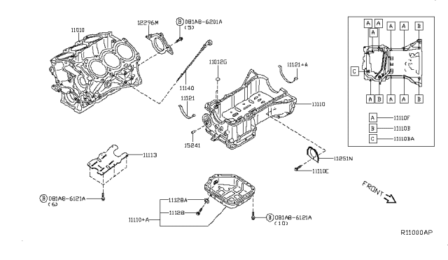 2019 Nissan Murano Cylinder Block & Oil Pan Diagram 1