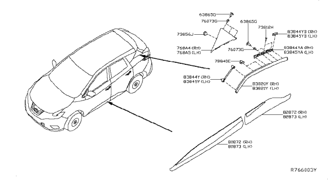 2018 Nissan Murano MOULDING - Rear Door, RH Diagram for 82870-9UA0A