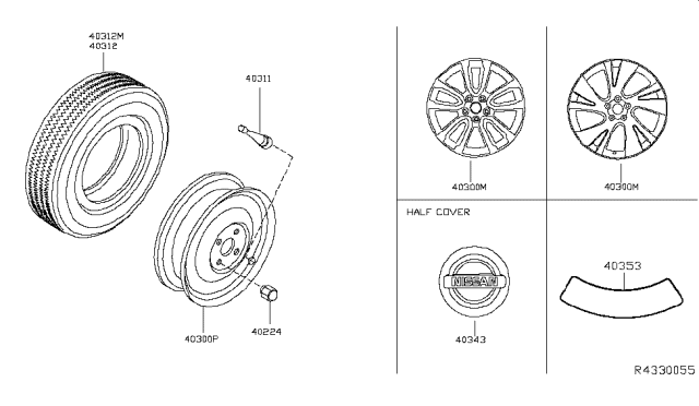 2017 Nissan Murano Road Wheel & Tire Diagram