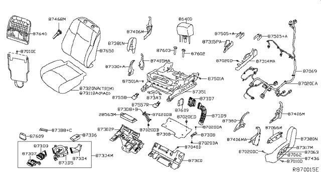 2016 Nissan Murano Front Seat Diagram 1
