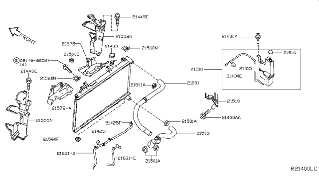 2019 Nissan Murano Mounting Rubber-Radiator,Lower Diagram for 21507-5AA0A