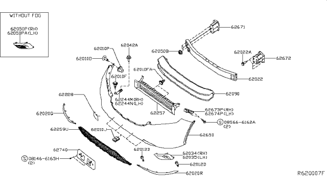 2015 Nissan Murano Cover-Bumper Bracket Diagram for 622A0-5AA0H
