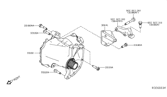 2018 Nissan Murano Transfer Assembly & Fitting Diagram