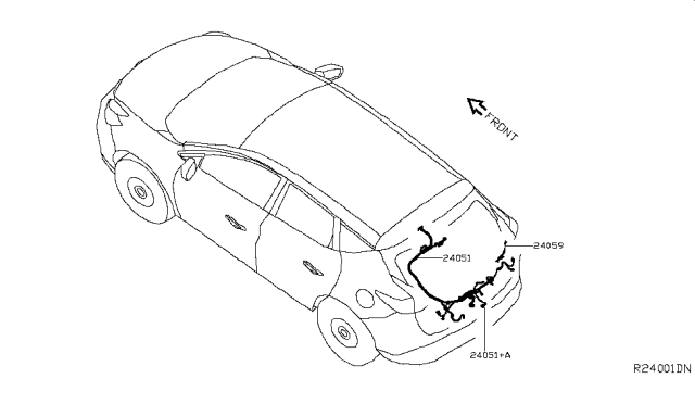 2019 Nissan Murano Harness Back Dr Diagram for 24051-9UF0A