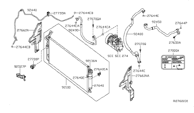 2013 Nissan Altima Pipe Front Cooler High Diagram for 92440-ZX00A