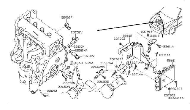 2012 Nissan Altima Engine Control Module Diagram for 23710-ZX57A