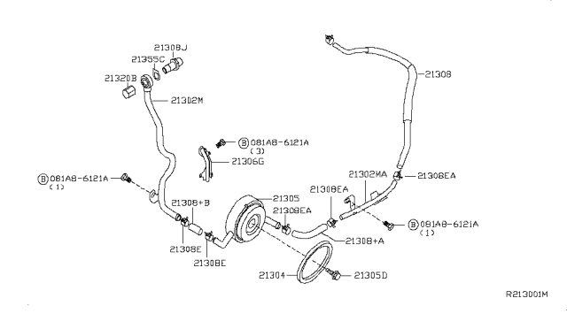 2009 Nissan Altima Hose-Water Diagram for 21306-JB51A
