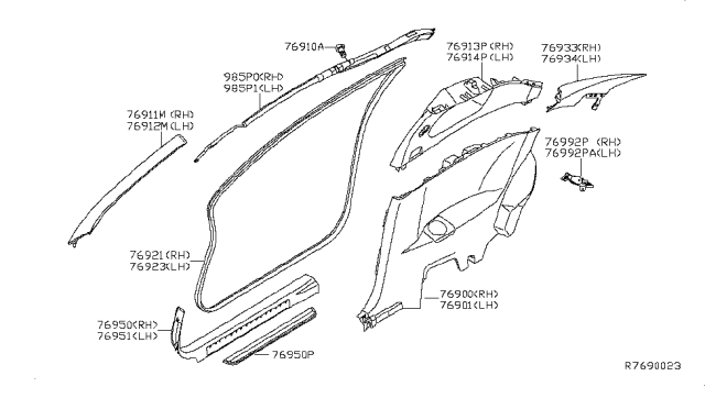 2010 Nissan Altima Curtain Air Bag Passenger Side Module Assembly Diagram for 985P0-ZX18B