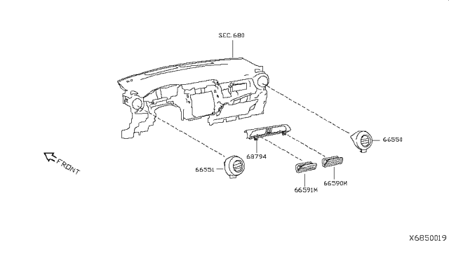 2018 Nissan Kicks Ventilator Assy-Side,LH Diagram for 68761-5RB0B