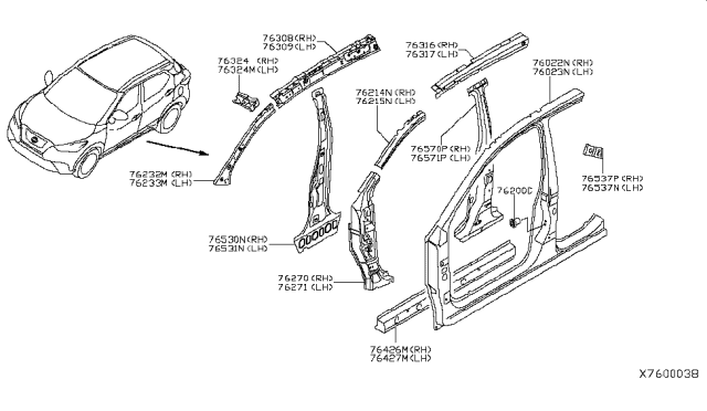 2018 Nissan Kicks Body-Front Side,Outer LH Diagram for G6023-5RBMA