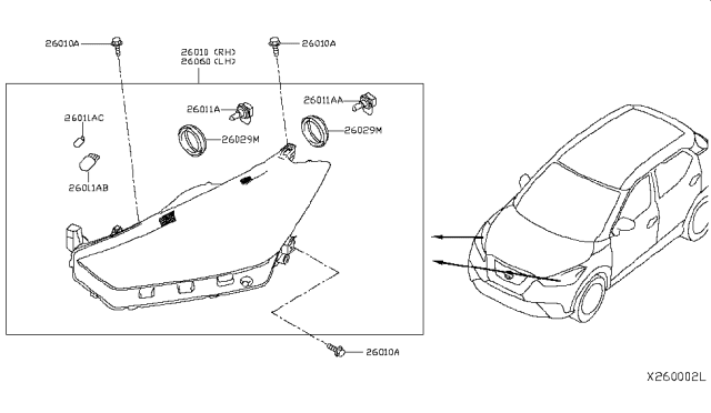 2018 Nissan Kicks Headlamp Assembly-Driver Side Diagram for 26060-5RL4A