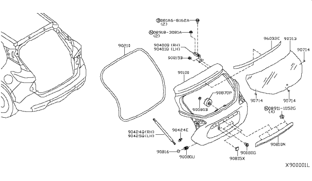 2018 Nissan Kicks Finisher Assy-Back Door Diagram for 90810-5RB1D