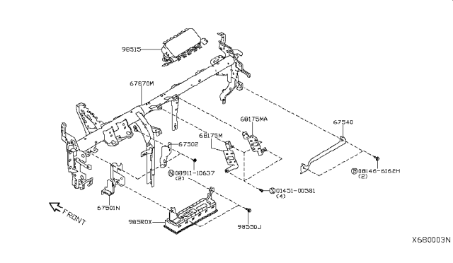 2019 Nissan Kicks Instrument Panel,Pad & Cluster Lid Diagram 1