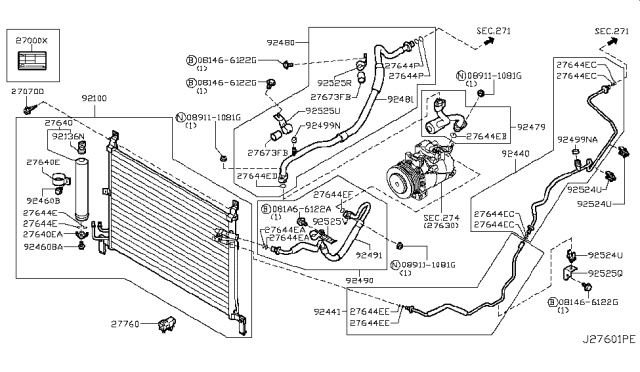 2015 Nissan GT-R Pipe-Front Cooler,High A Diagram for 92441-JF00A