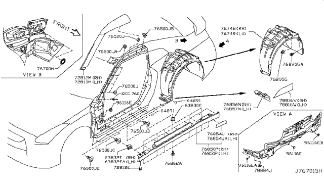 2015 Nissan GT-R Protector SILL Diagram for 76854-JF00A