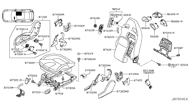 2014 Nissan GT-R Front Seat Diagram 4