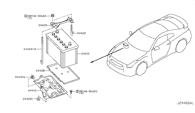 2018 Nissan GT-R Battery & Battery Mounting Diagram