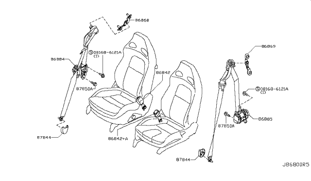 2019 Nissan GT-R Front Seat Belt Diagram 2