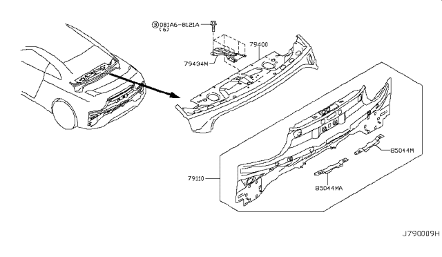 2010 Nissan GT-R Rear,Back Panel & Fitting Diagram