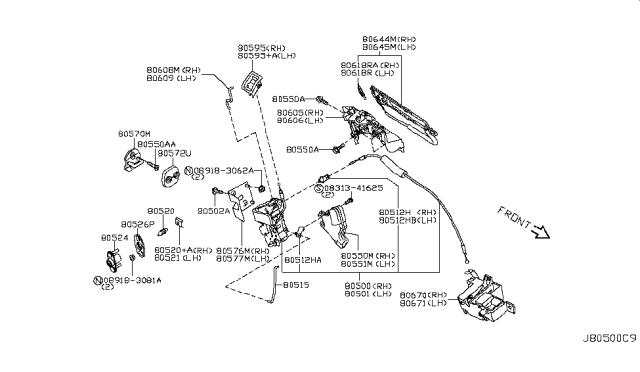2011 Nissan GT-R Handle, Inside Diagram for 80670-JF00A