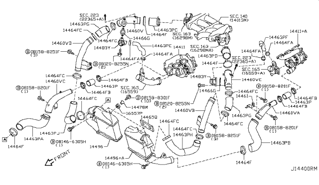 2019 Nissan GT-R Turbocharger Diagram for 14411-JF30A