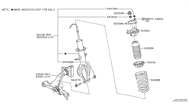 2012 Nissan GT-R Spring-Front Diagram for 54009-38B0B